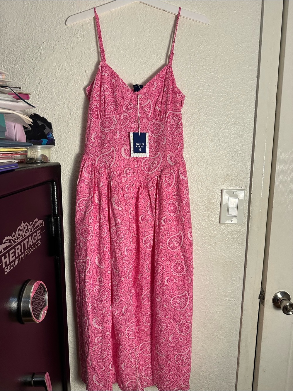 Roller Rabbit Pink Paisley Spaghetti-Strap Maxi Dress